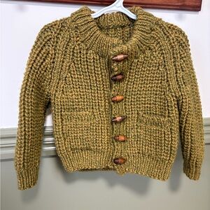 Handknit Chunky Knit Cardigan with Wooden Buttons